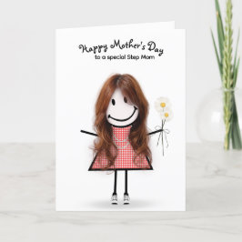 Klistickfigur tjej mors dag till styvmamma kort