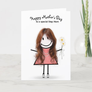 Klistickfigur tjej mors dag till styvmamma kort