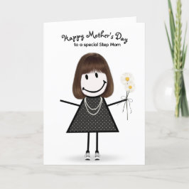 Klistickfigur tjej mors dag till styvmamma kort