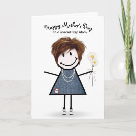 Klistickfigur tjej mors dag till styvmamma kort