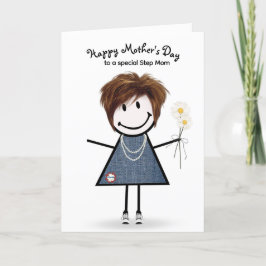 Klistickfigur tjej mors dag till styvmamma kort