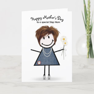 Klistickfigur tjej mors dag till styvmamma kort
