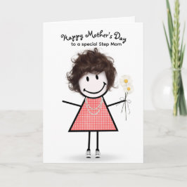 Klistickfigur tjej mors dag till styvmamma kort