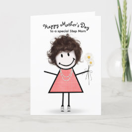 Klistickfigur tjej mors dag till styvmamma kort