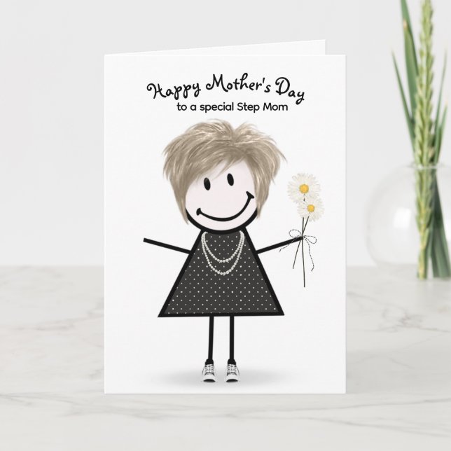 Klistra Figurmamma för styvmamma på mors dag  Kort (Framsida)