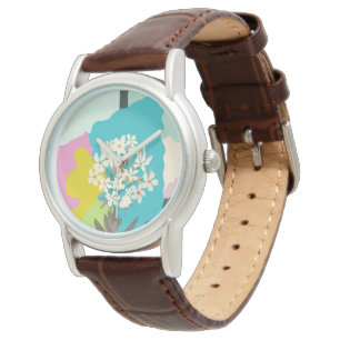 Klistra in Abstrakt Artistic Blommigt Färg block Armbandsur