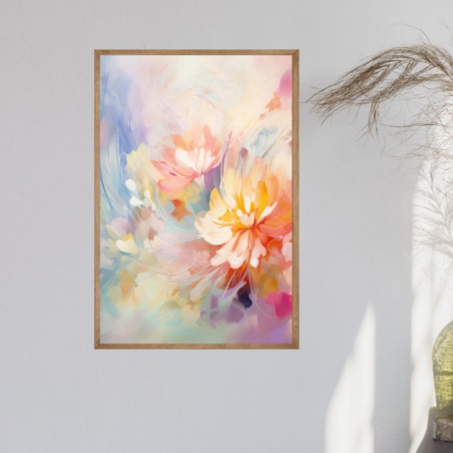 Klistra in Abstrakt Vattenfärgens Blommigt Väggbil Poster (Pastel Watercolor Abstract Floral Wall Art. Available in many sizes, printed or digital)
