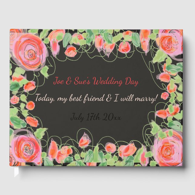 Klistra in Blommigt med svart Gästböcker (Framsida)