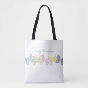 Klistra in Butterflies Mönster All-over-Print Tote Tygkasse