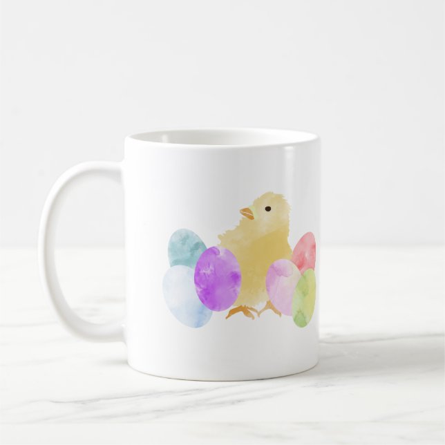 Klistra in Chick med äggdesign Kaffemugg (Vänster)