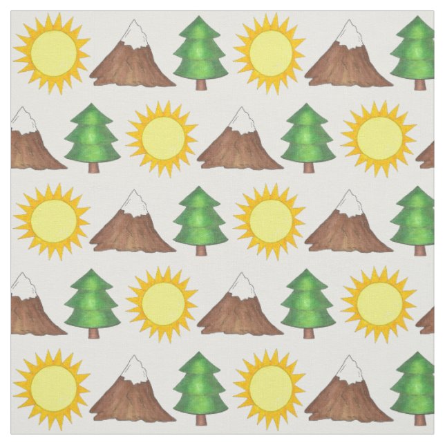 Klistra in ett bergsbergarkikningskampanj Träd Sol Tyg (Provkarta)