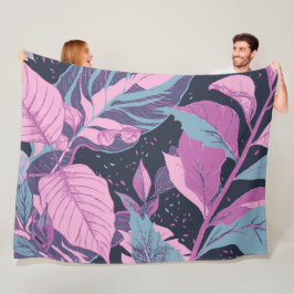 Klistra in Löv på Mörkens bakgrund Fleecefilt