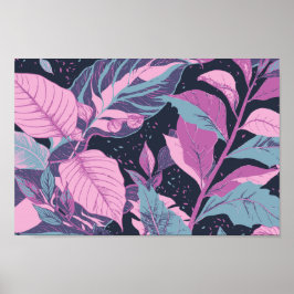 Klistra in Löv på Mörkens bakgrund Poster