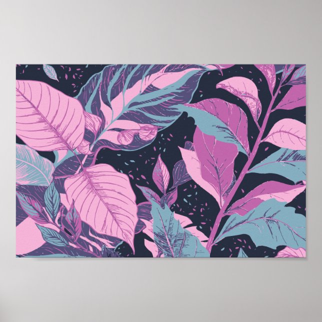 Klistra in Löv på Mörkens bakgrund Poster (Framsidan)