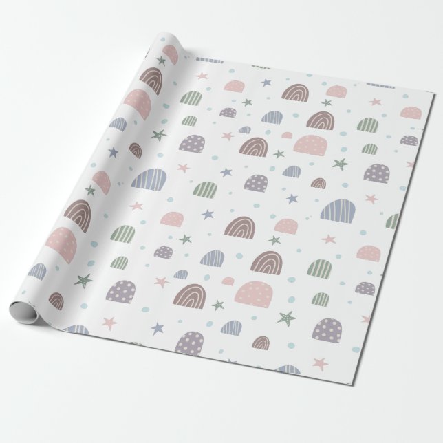 Klistra in moderna regnbågsstjärnor mönster som om presentpapper (Utrullad)