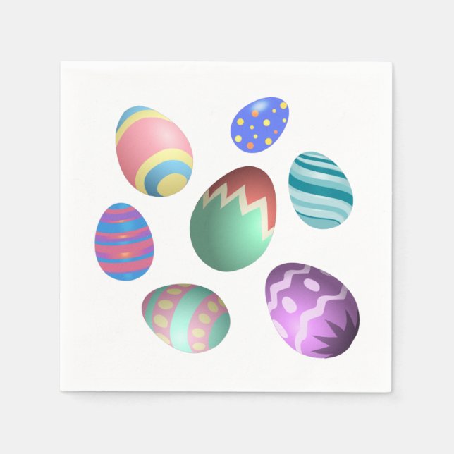 Klistra in Påskägget Färgfullt dekorerat Påskägg Pappersservett (Framsidan)
