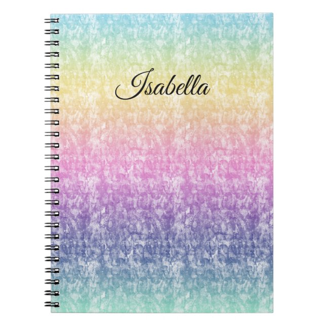 Klistra in regnbåge med skript Namn eller text Anteckningsbok (Framsidan)