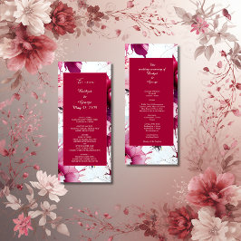 Klistra in rosa blommigt abstrakt ro bröllop program