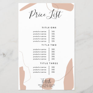 Klistra in Rosa Business Pris List Design Flygblad