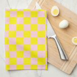 Klistra in Rosa Gult Checkerboard-Vintage för  Kökshandduk<br><div class="desc">Klistra in Rosa och Gult Checkerboard-Vintage.</div>