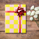 Klistra in Rosa Gult Checkerboard-Vintage för  Presentpapper<br><div class="desc">Klistra in Rosa och Gult Checkerboard-Vintage - figursättning Papper</div>