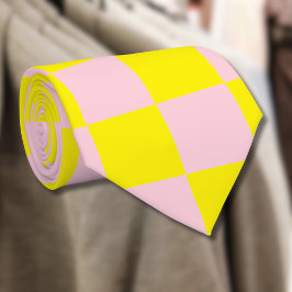 Klistra in Rosa Gult Checkerboard-Vintage för  Slips