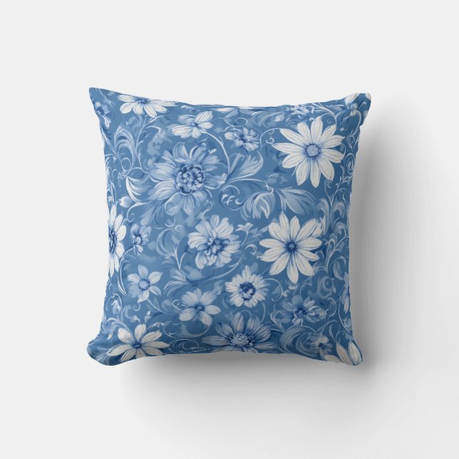 Klistra in Scrollsar Blommar Kudde (Framsida)