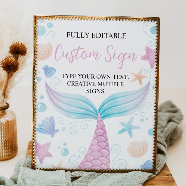 Klistra in Sjöjungfru Födelsedagsfest Bord-tecken Poster (Skapare uppladdad)