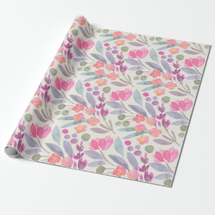Klistra in vattenfärgens Blommigt Insvällning Pa Presentpapper