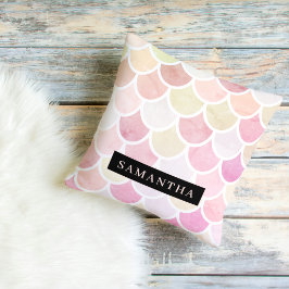 Klistra in vattenfärgens Sjöjungfru skalar Mönster Kudde