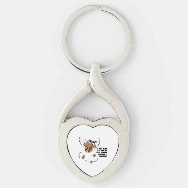 Klistrad På Dig Ren Minimalistisk Stil Twisted Heart Silverfärgad Nyckelring (Framsidan)