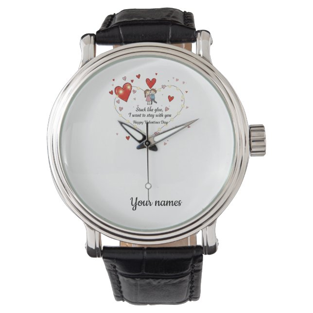 Klistrad som lim romantisk par valentin armbandsur (Framsida)