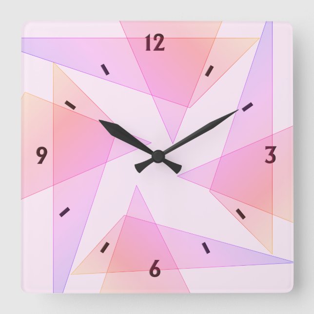Klistrar in Geometric Wall Clock Fyrkantig Klocka (Framsida)