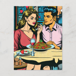 Kliv vid första datum Spaghettis Middag Vykort