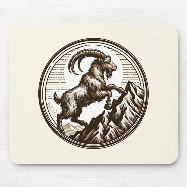 Klivande bergget Stenbock Födelsedag Zodiak Musmatta (Framsidan)