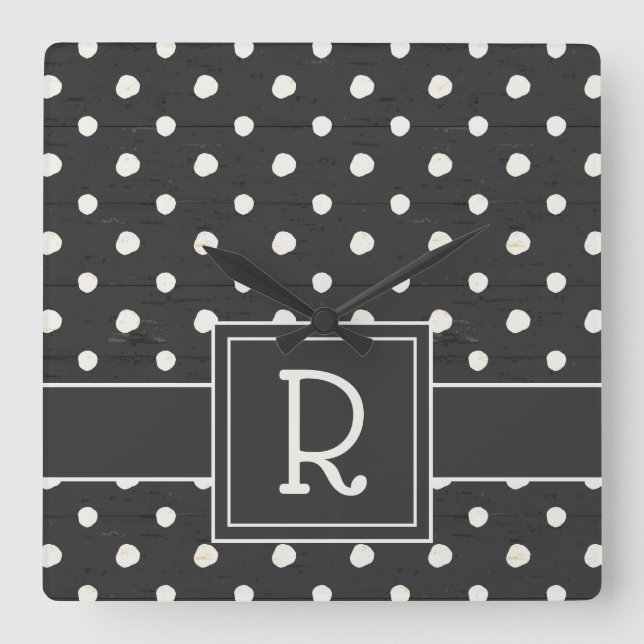 Kliver det enkla teckenet för Monogram | en Fyrkantig Klocka (Framsida)