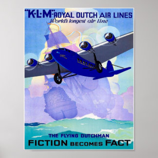 KLM Flies Dutchman Vintage resor Advertising Pr Poster