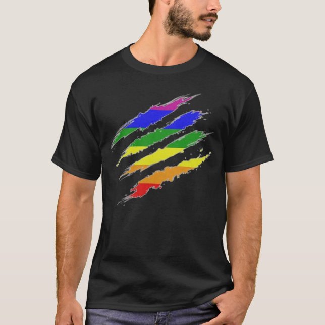 Klo Marks Rainbow flagga T Shirt (Framsida)