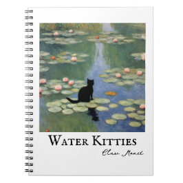 Klo Monet Vatten Lilies Cat Pond Anteckningsbok