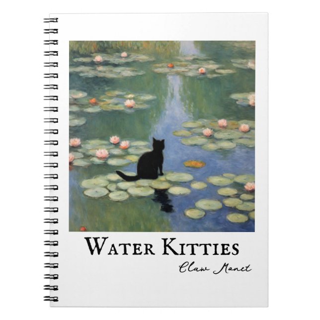 Klo Monet Vatten Lilies Cat Pond Anteckningsbok (Framsidan)