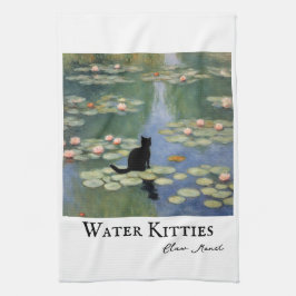 Klo Monet Vatten Lilies Cat Pond Kökshandduk