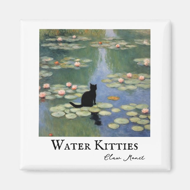 Klo Monet Vatten Lilies Cat Pond Magnet (Framsidan)