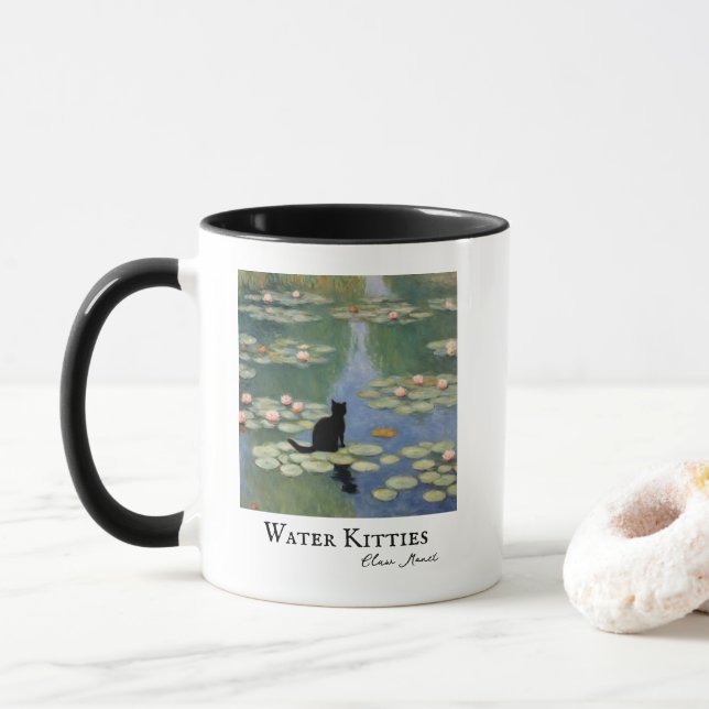Klo Monet Vatten Lilies Cat Pond Mugg (Med munk)