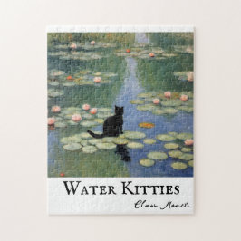 Klo Monet Vatten Lilies Cat Pond Pussel