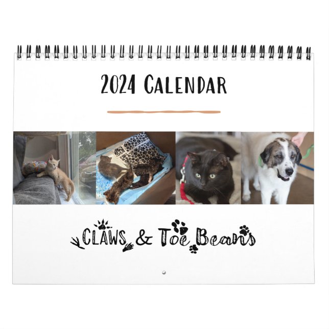 Klo & Toe Beans 12-månaders väggkalender 2024 Kalender (Omslag)