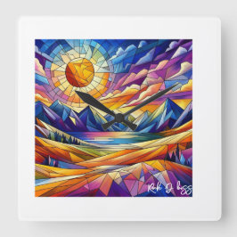 Klock av fastnat glasberg fyrkantig klocka