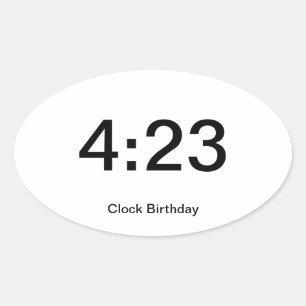 Klock Birthday-märke 4:23 Ovalt Klistermärke
