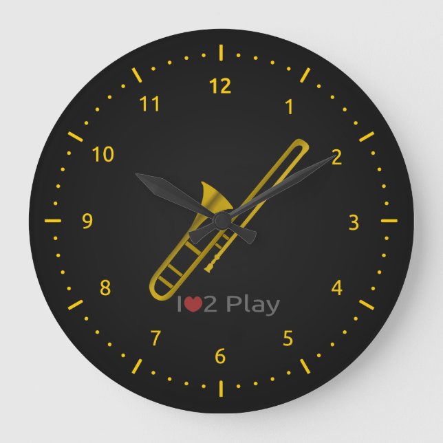 Klock med illustration av tromben stor klocka (Framsida)