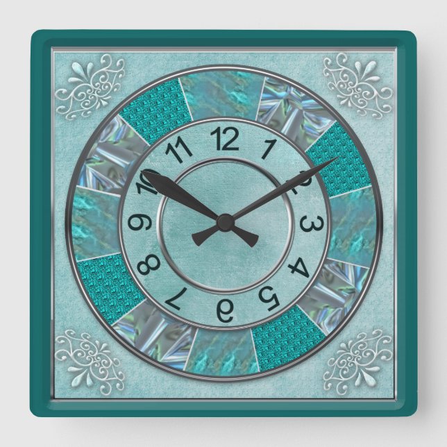 KLOCK - TEAL -DESIGN - FYRKANTIG KLOCKA (Framsida)