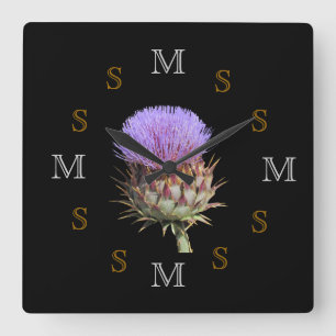 Klock - Thistle och Intials Fyrkantig Klocka